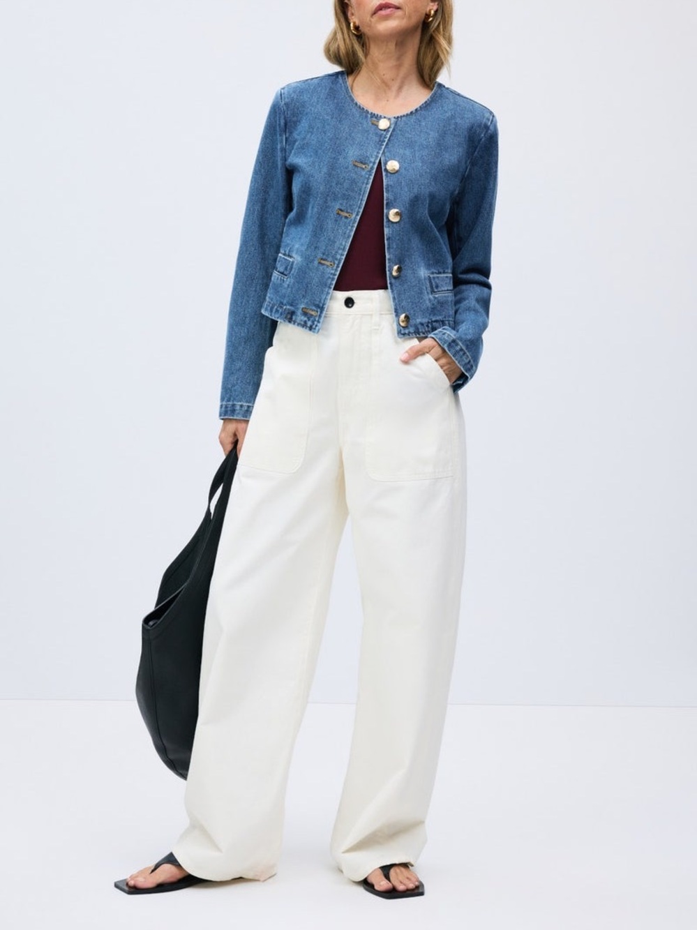 Cropped Denim Jacket.  Size Small. - Picture 2 of 12